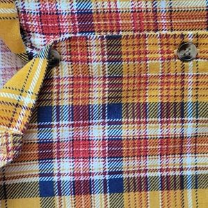 Mustard plaid button down shirt